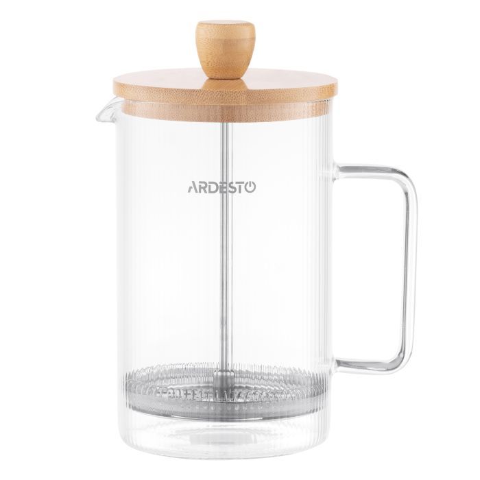 Френч-прес Ardesto Midori, 800мл, боросилікатне скло, бамбук, прозорий (AR1009WL) зображення 2