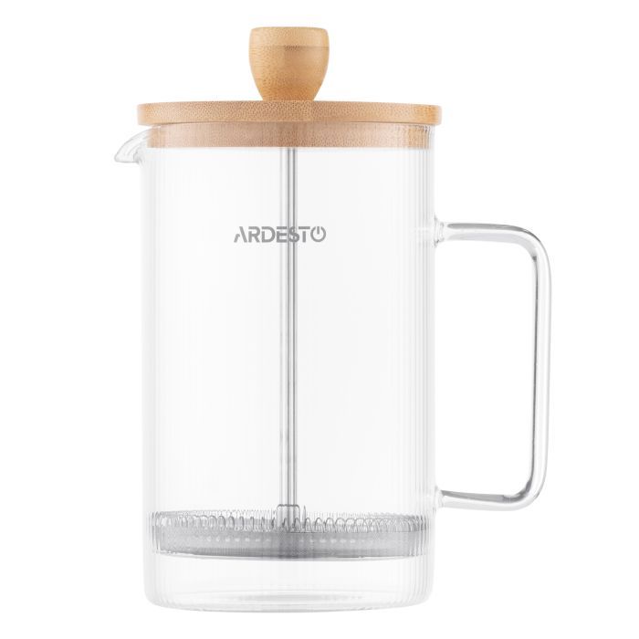 Френч-прес Ardesto Midori, 800мл, боросилікатне скло, бамбук, прозорий (AR1009WL) зображення 3