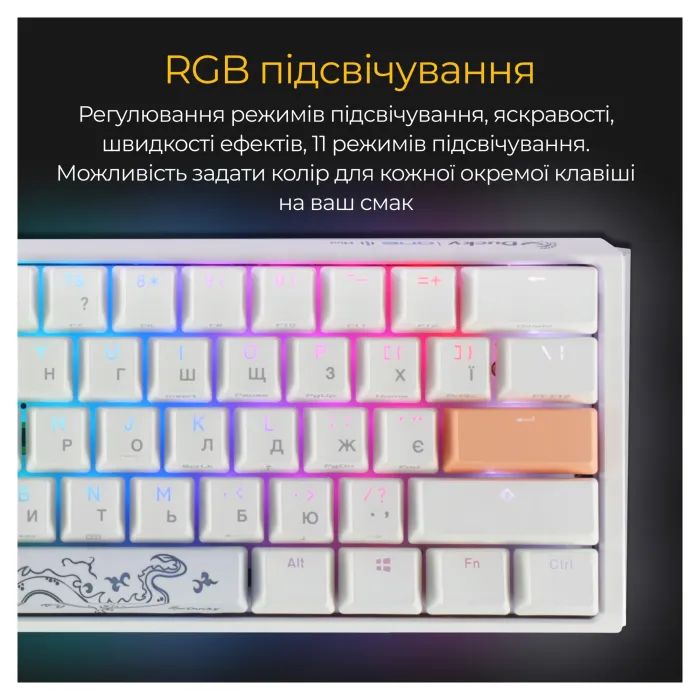 Клавиатура Ducky One 3 Mini Cherry MX Silent Red RGB UA USB Black (DKON2161ST-SUAPXCLAWSC1) изображение 3