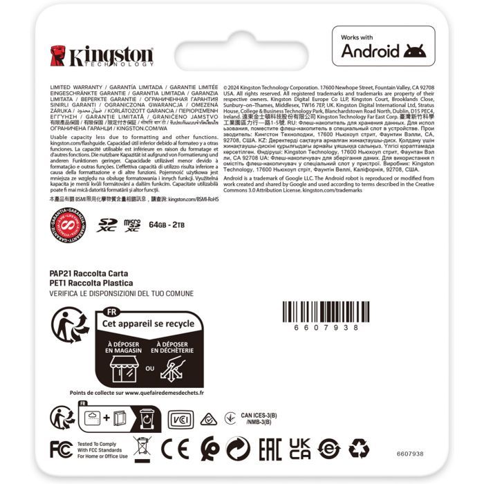 Карта памяти Kingston 1TB microSDXC сlass 10 UHS-I U3 V30 A2 Canvas Go Plus G4 (SDCG4/1TBSP) изображение 4