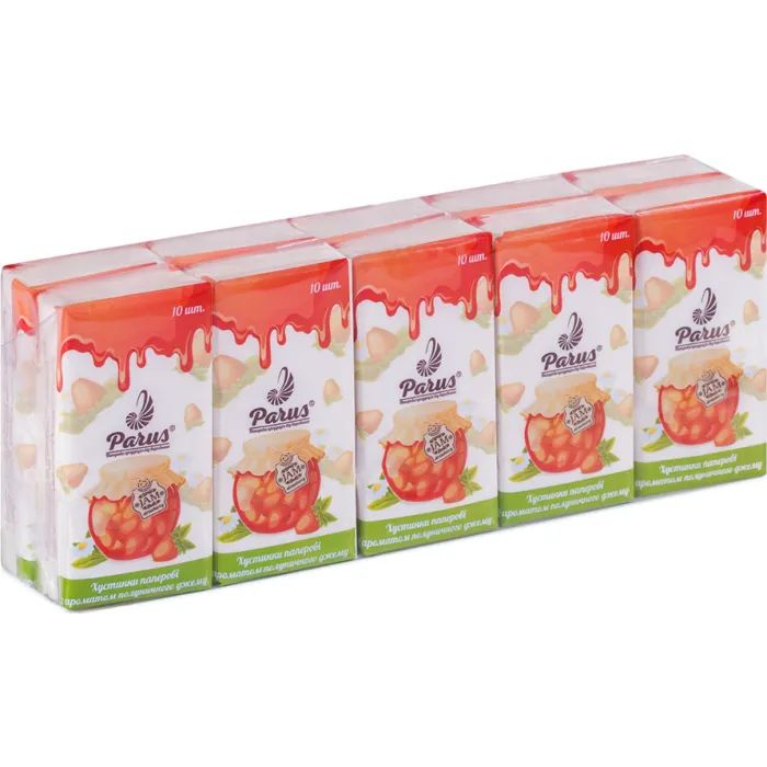 Серветки косметичні Parus Полуниця 2 шари 10 шт. х 10 пачок (4820044170158)