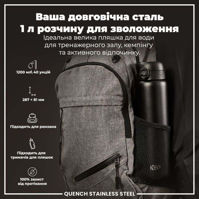 Пляшка для води ION8 OneTouch Stainless Steel 1200 мл Grey (I8SS1000GRY) зображення 5