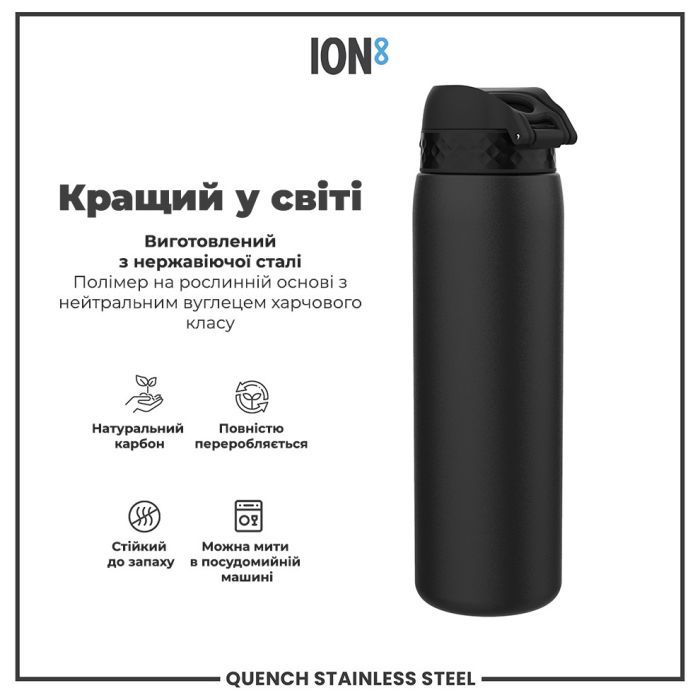 Пляшка для води ION8 OneTouch Stainless Steel 1200 мл Grey (I8SS1000GRY) зображення 6