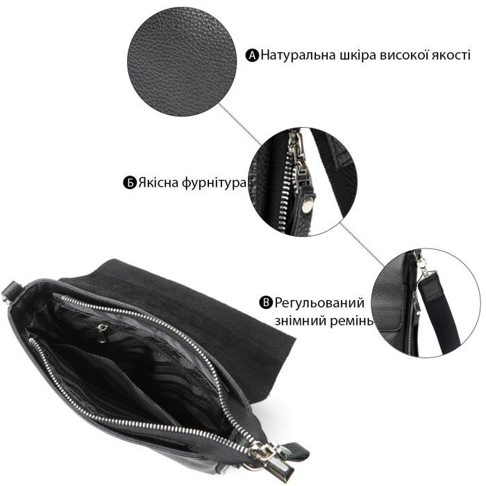 Сумка Shvigel Шкіряна Чорна (11016) зображення 4