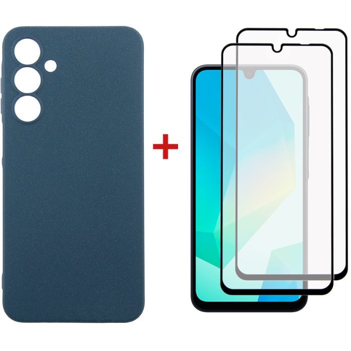 Чехол для мобильного телефона Dengos Samsung Galaxy A16 Carbon + glass 2pcs (Blue) (DG-CTG2P-07)