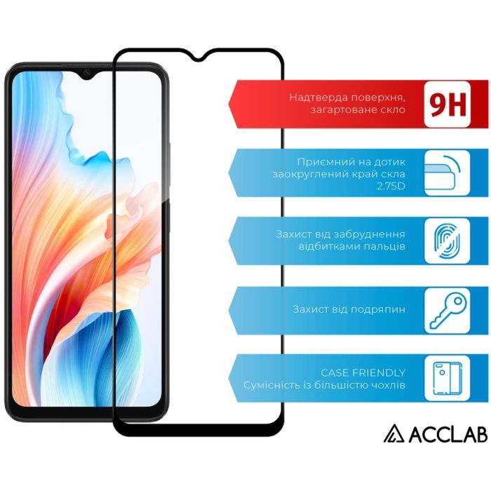 Скло захисне ACCLAB Full Glue Oppo A38 5G Black (1283126582462) зображення 3