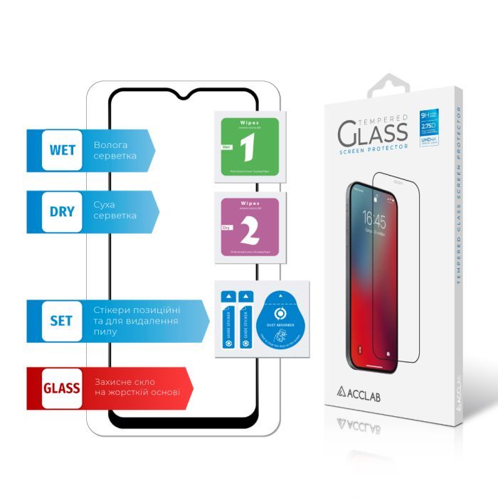 Скло захисне ACCLAB Full Glue Oppo A38 5G Black (1283126582462) зображення 7