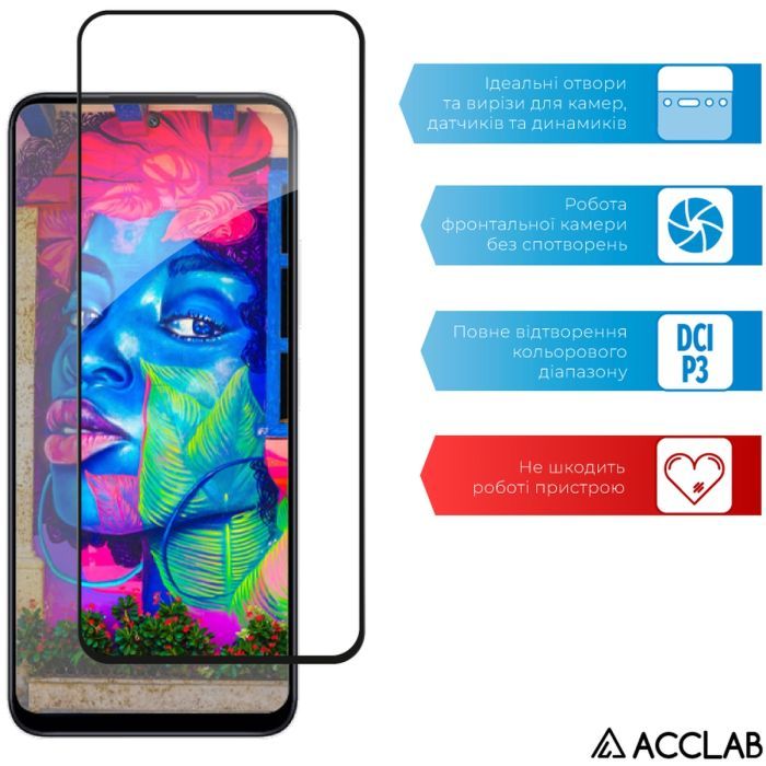 Скло захисне ACCLAB Full Glue Xiaomi Redmi Note 12R Black (1283126589836) зображення 5