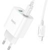 Зарядний пристрій HOCO C80A Plus Rapido 1xUSB-C PD20W + 1xUSB QC3.0 + cable USB-C to Lightning White (6931474779892) зображення 3