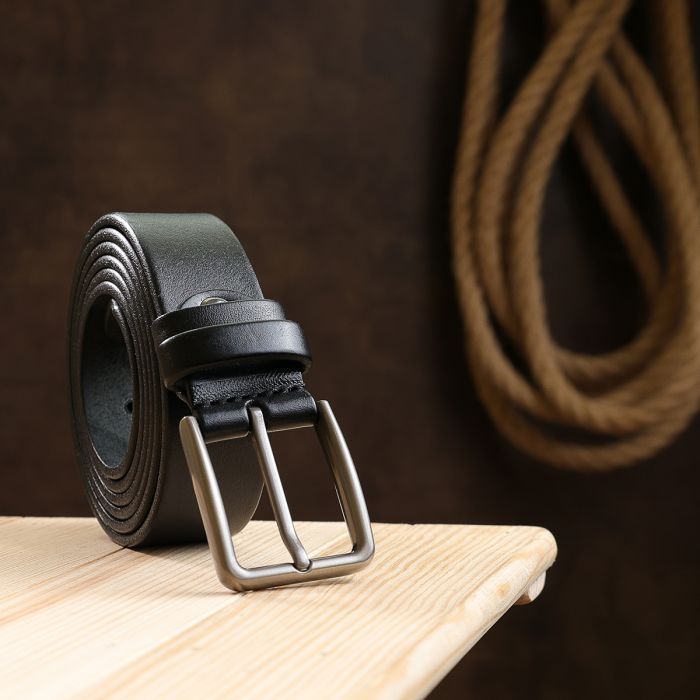 Ремень Vintage Мужской кожаный Черный (20700) изображение 6