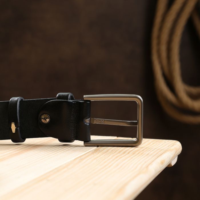 Ремень Vintage Мужской кожаный Черный (20700) изображение 7