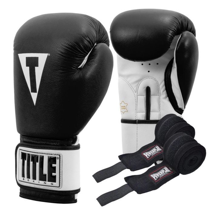 Боксерские перчатки Title Premier Leather Black/White L 14 oz (TSBG2 L BK/WH)