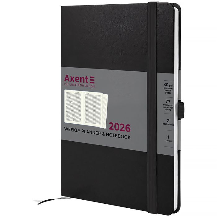 Тижневик Axent датований 2026 Prime Strong 145х210, чорний (8507-26-01-A)