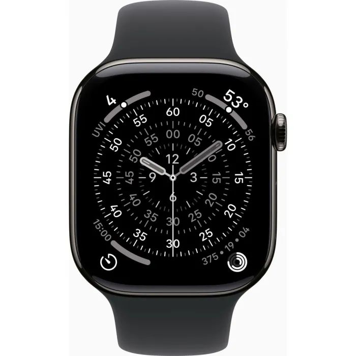 Смарт-годинник Apple Watch Series 11 GPS + Cellular 46mm Slate Titanium Case with Black Sport Band - M/L (MFD24RK/A) зображення 2