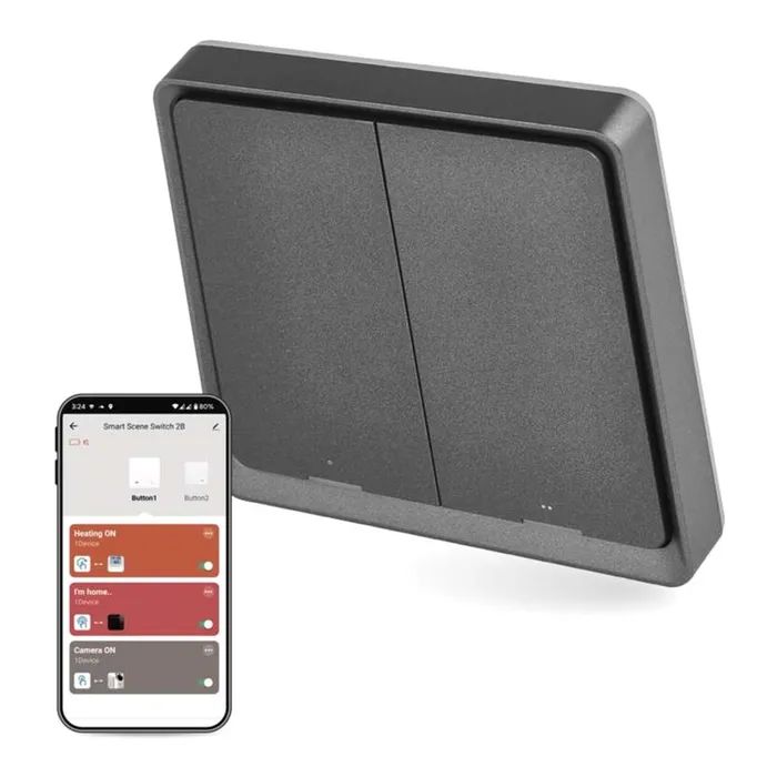 Умный выключатель EMOS H5015 2 buttons ZigBee 3.0 Black (H5015) изображение 2