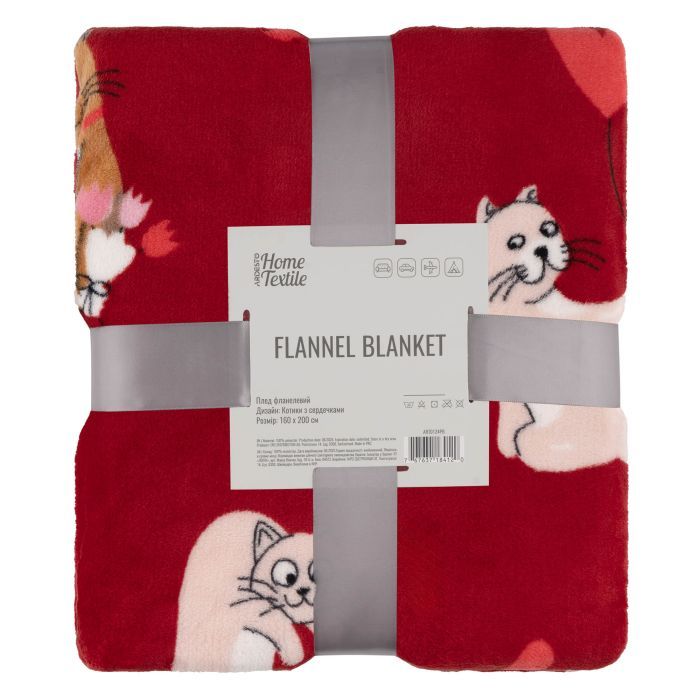 Плед Ardesto Flannel 160х200см, 100% полиэстер, котики с сердечками (ART0124PB) изображение 2