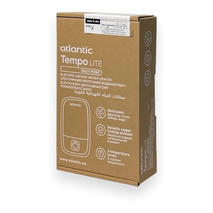 Проточний водонагрівач Atlantic Tempo Lite Multi IECI-SW2C55 MP 5.5 kW (811034) зображення 7