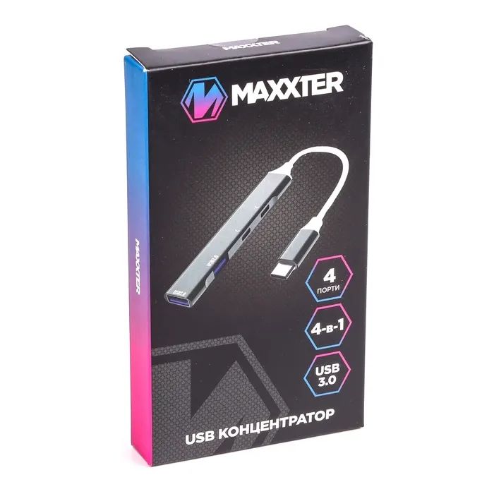 Концентратор Maxxter USB-C to 1xUSB 3.0 + 1xUSB 2.0 + 2xUSB-C (HU3C-4P-03) зображення 4