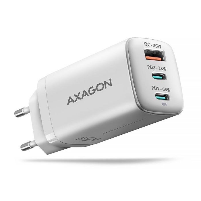 Зарядное устройство AXAGON 1xUSB + 2xUSB-C 65W QC4+ PD3.0 PPS white (ACU-DPQ65W)