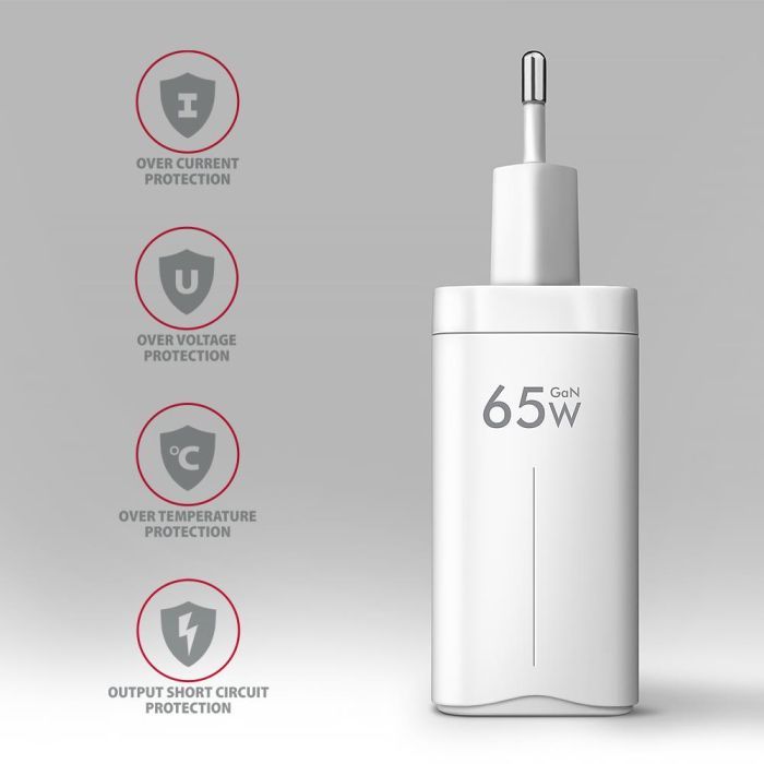 Зарядное устройство AXAGON 1xUSB + 2xUSB-C 65W QC4+ PD3.0 PPS white (ACU-DPQ65W) изображение 6