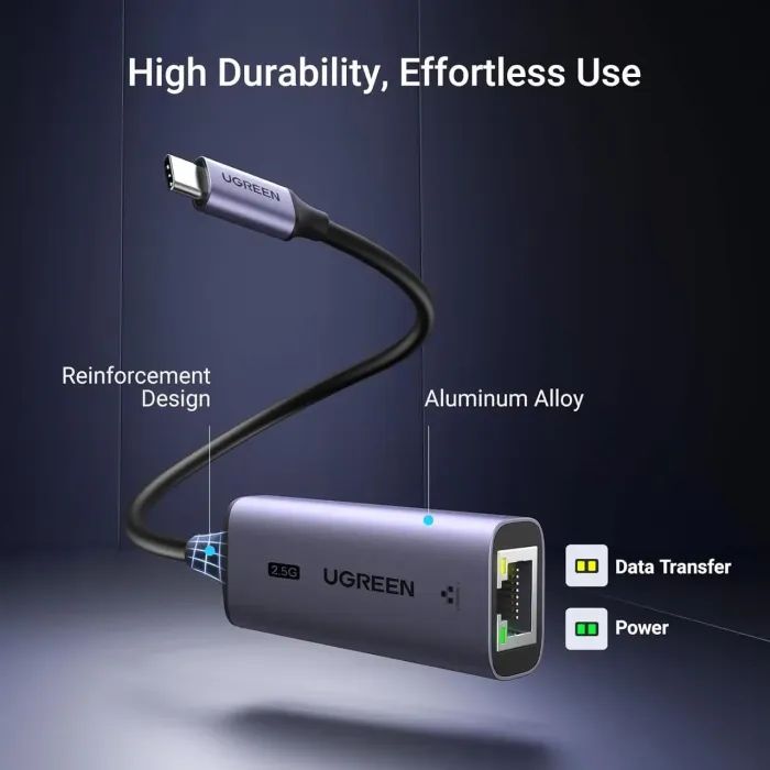 Перехідник USB-C to RJ45 Ethernet 2500Mbps Ugreen (25052) зображення 6