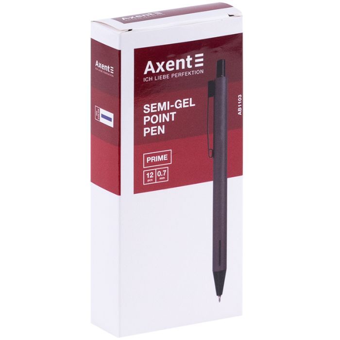 Ручка масляна Axent автоматична Prime, корпус сірий, синій (AB1103-03-02-A) зображення 2