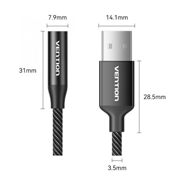 Звукова плата Vention USB AM to 3.5mm F 0.25m (4pin) 96kHz/24bit DSP noise reduction (CVEBC) зображення 2
