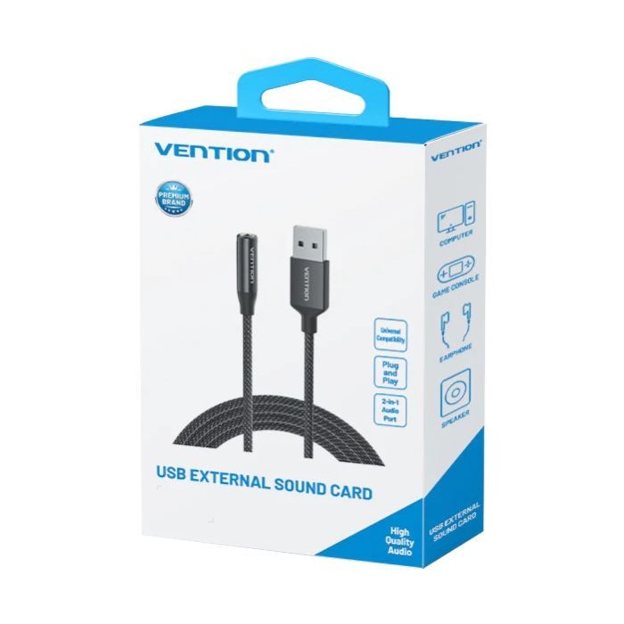 Звукова плата Vention USB AM to 3.5mm F 0.25m (4pin) 96kHz/24bit DSP noise reduction (CVEBC) зображення 3