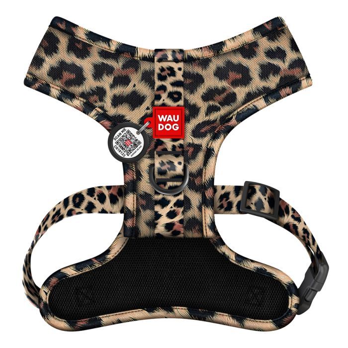 Шлея для собак WAUDOG Mesh дихаюча з QR адресником "Леопард" S (233-4066)