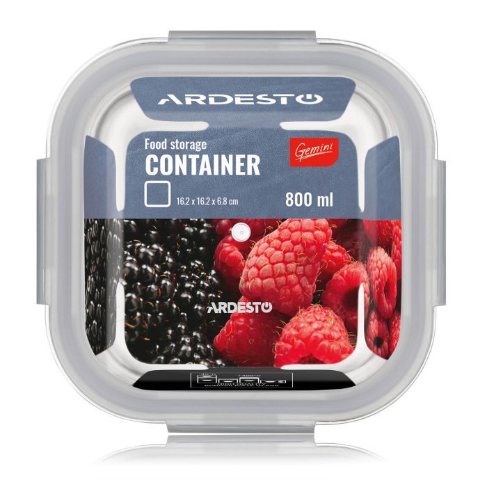 Пищевой контейнер Ardesto Gemini квадратний, 0.31л, боросилікатне скло, прозорий (AR1230BSQ) изображение 6