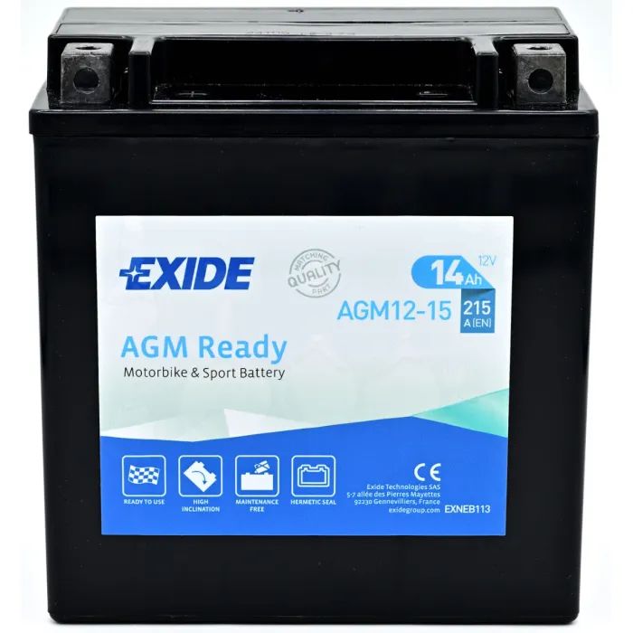 Аккумулятор автомобильный EXIDE Мото Ready AGM 14Ah (+/-) (215EN) (AGM12-15)