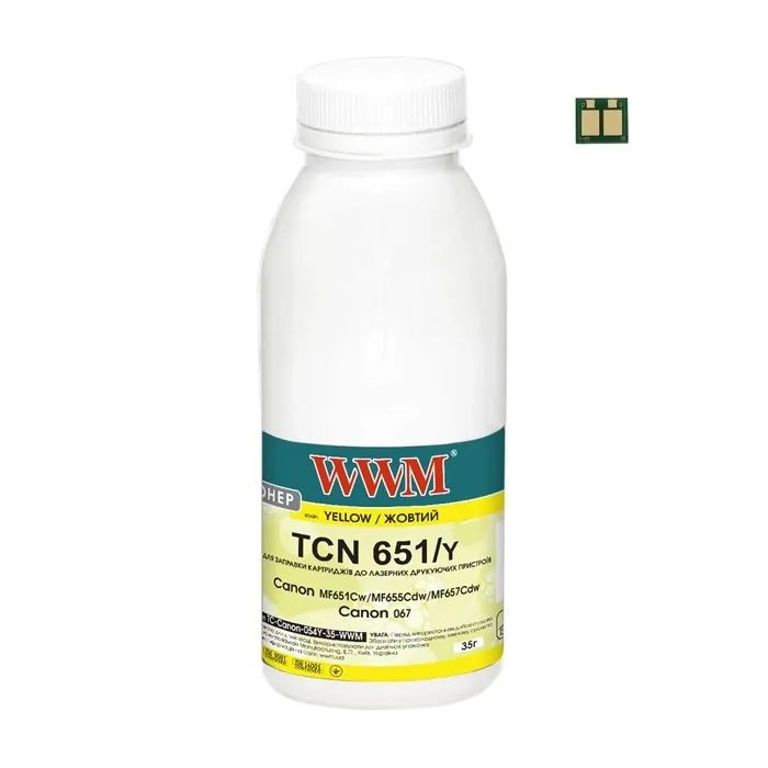 Тонер Canon MF651Cw/MF655Cdw/MF657Cdw, Canon 067 35г Yellow chip WWM (TC-Can067Y-35-WWM)