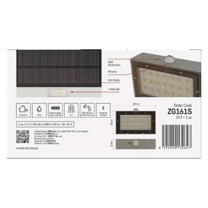 Світильник EMOS 350 лм IP65 4000K PIR (ZG161S) зображення 11