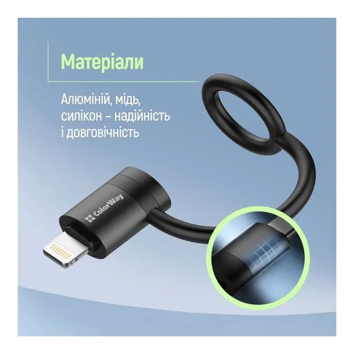 Переходник USB-C F to Lightning M black ColorWay (CW-AD-LC) изображение 10