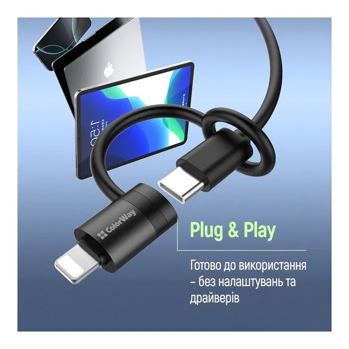 Переходник USB-C F to Lightning M black ColorWay (CW-AD-LC) изображение 11