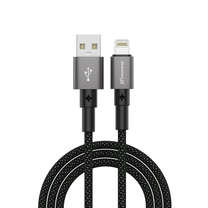 Дата кабель USB 2.0 AM to Lightning 1.0m 2.4A black Grand-X (PL-08B)