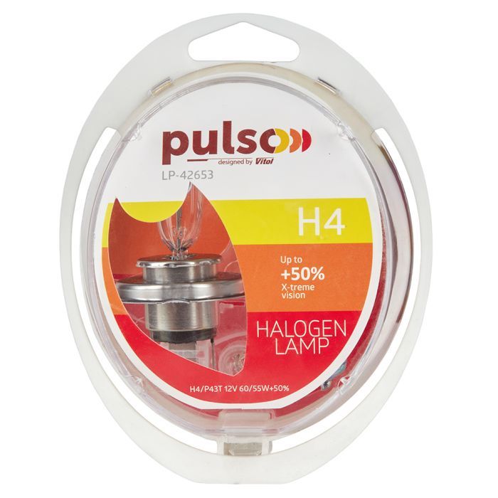 Автолампа PULSO H4/P43T 12v60/55w+50 X-treme Vision/plastic box (LP-42653) зображення 3