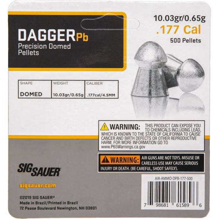 Пульки Sig Sauer Dagger 4,5 мм 0,65 г 500 шт (AIR-AMMO-DPB-177) изображение 2
