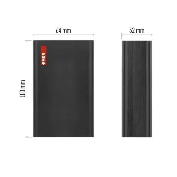 Батарея универсальная EMOS 20000mAh NTBF20, 65W, Pass-through, black (B0560B) изображение 6