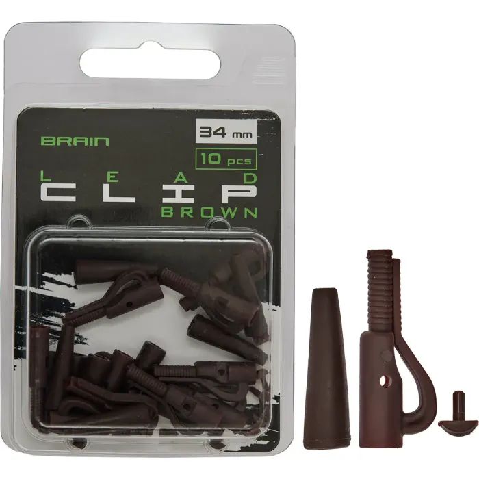 Безопасная клипса Brain Lead Clip With Stopper 34mm Brown (10 шт/уп) SGXA-90472 (1858.24.98)