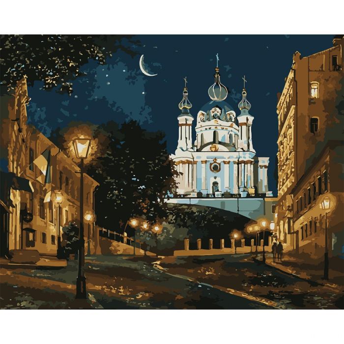 Картина по номерам Santi Київ у ночі 40х50 см LED підсвітка (956662)