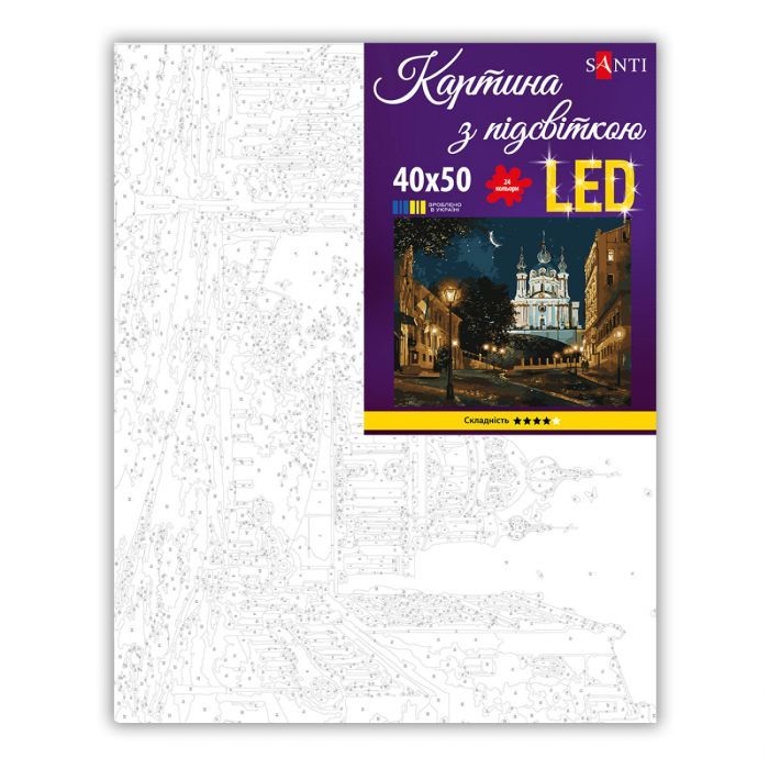 Картина по номерам Santi Київ у ночі 40х50 см LED підсвітка (956662) зображення 2