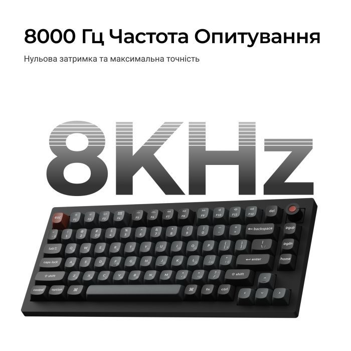 Клавіатура Keychron V1 8K Keychron Super Red Switch RGB USB UA Black (V1W-D1-UA) зображення 9