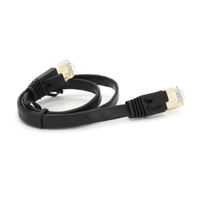 Патч-корд 0.5м UTP cat.7, CU, RJ45, плоский, black Weepda (PCMF-CU7/0.5Bk) изображение 2