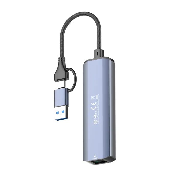 Концентратор LDNIO USB-A + USB-C 4-in-1 3xUSB 3.0 + 1xRJ45 (DS-124UC) изображение 6