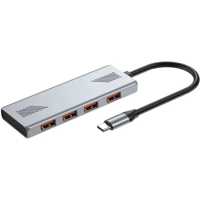 Концентратор Gembird USB-C 4-in-1 4xUSB 3.2 silver (UHB-CM-U310-A4-01)