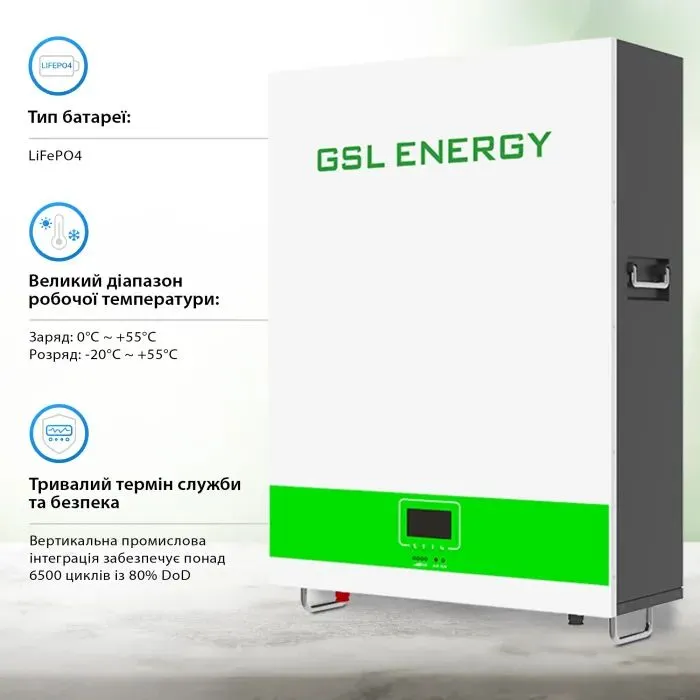 Батарея LiFePo4 GSL 51.2V 100Ah 5.128kWh (GSL051100AB-GBP2) изображение 5