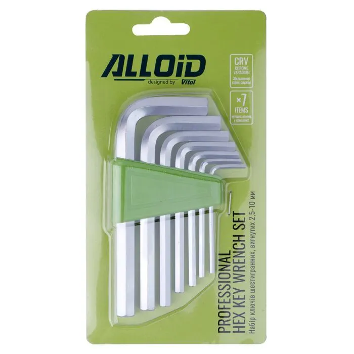 Ключ Alloid шестигранний, вигнутий, 7шт., 2.5-10мм (HS-0712) зображення 2