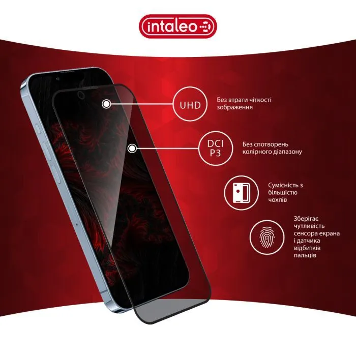 Скло захисне Intaleo Privacy Apple iPhone 13 Pro Max Black (1283126621383) зображення 6