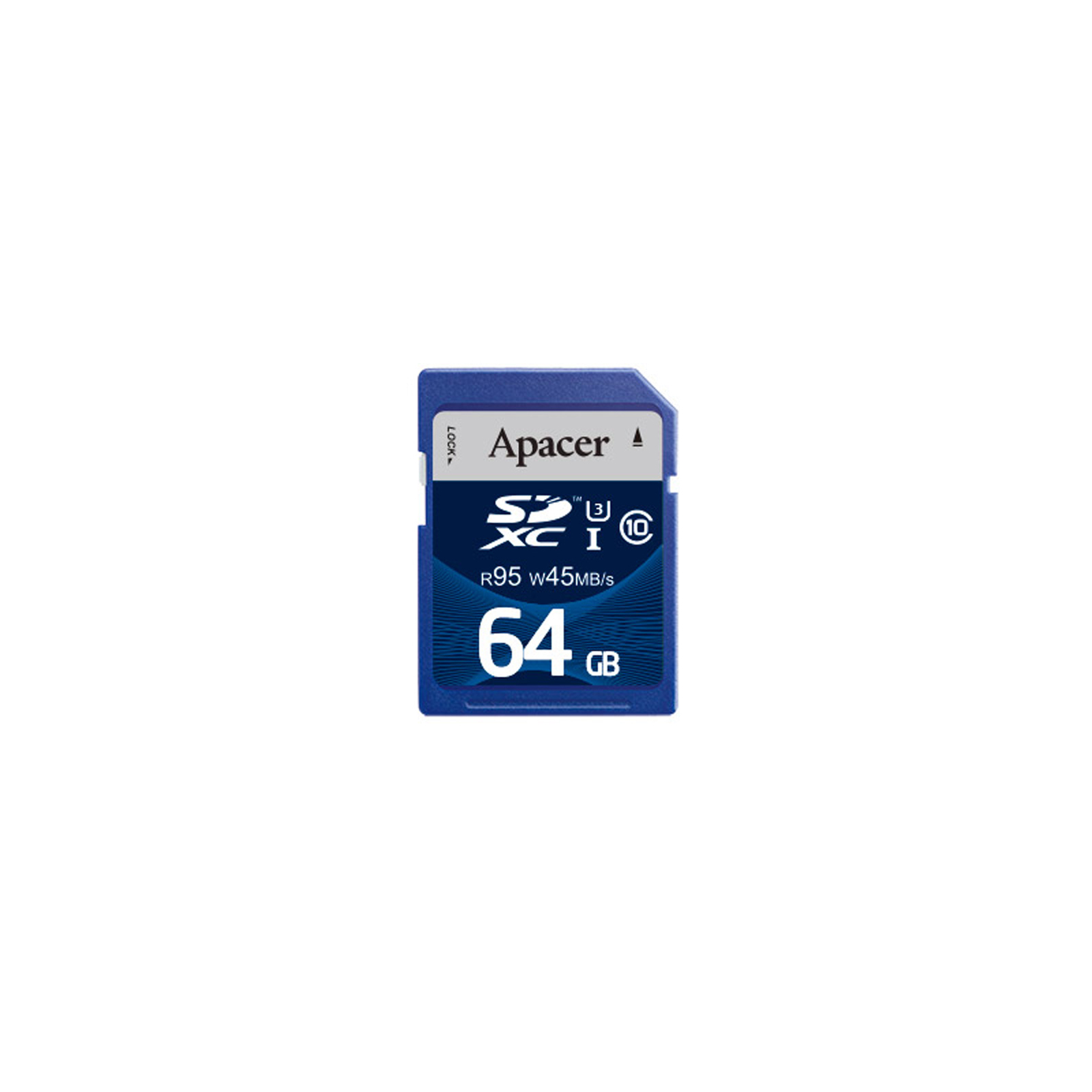 Карта памяти Apacer 64GB SDHC UHS-I 95/45 Class10 (AP64GSDXC10U3-R)